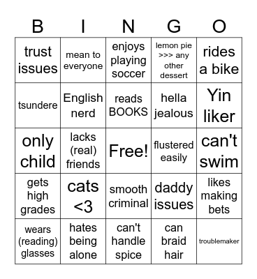 Asher Bingo Card
