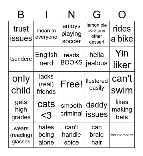 Asher Bingo Card