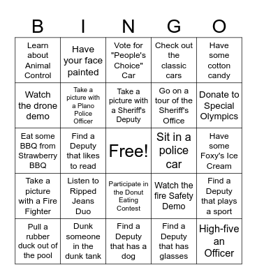 National Night Out BINGO Card