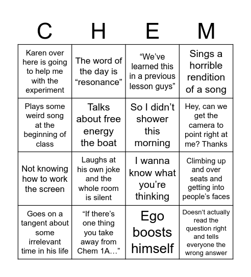 Cube bingo Card