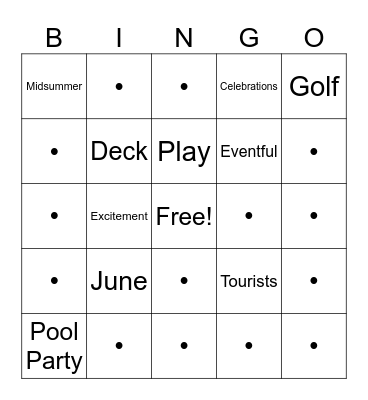 August Bingo Card