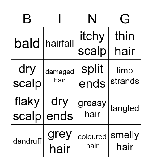 Hair & Scalp Problems Bingo Card