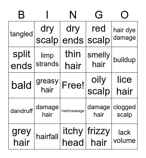 Hair & Scalp Problems Bingo Card