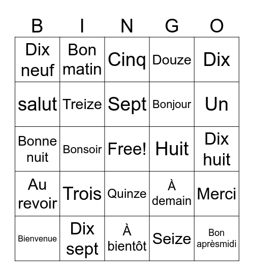 Nombres Bingo Card