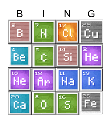 Minecraft Science Bingo Challenge Bingo Card