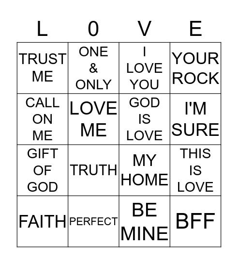 YES, JESUS LOVES ME! Bingo Card