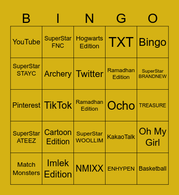 punya tyang Bingo Card