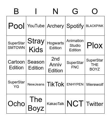 Peesha Bingo Card