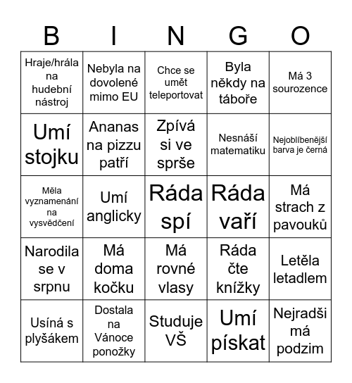 ROZLUČKA SE SVOBODOU Bingo Card