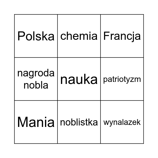 Mania Bingo Card