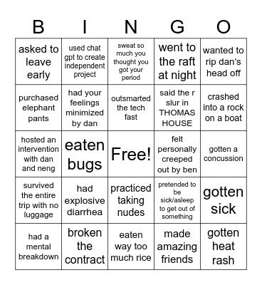 thailand bingo Card