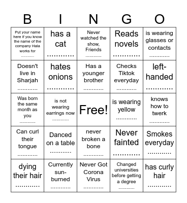 Find Someone Who... Bingo Card