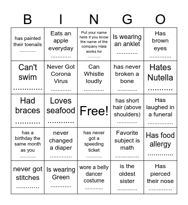 Find Someone Who.... Bingo Card