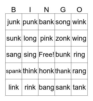 Glued Sounds Bingo Card