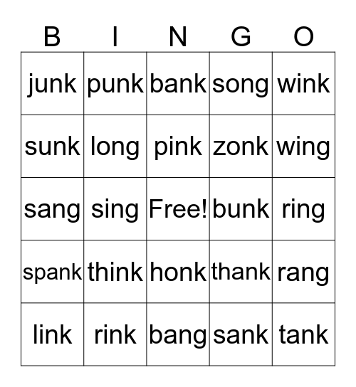 Glued Sounds Bingo Card