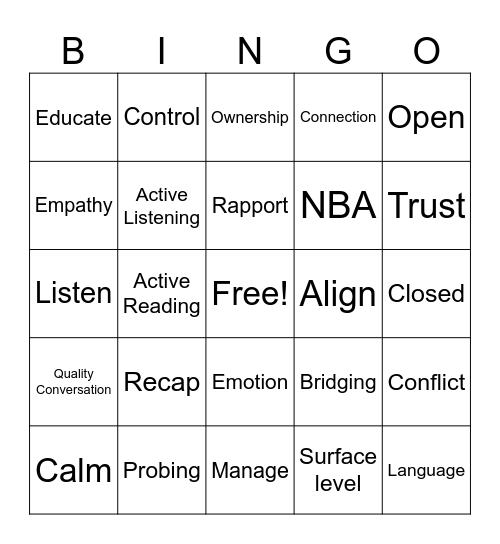 Accountability Bingo Card