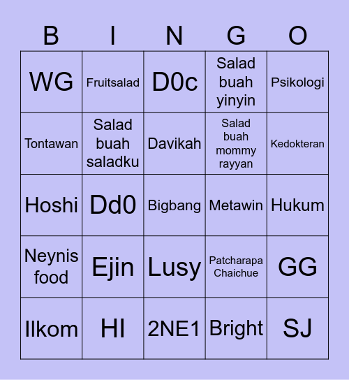 💤 Bingo Card