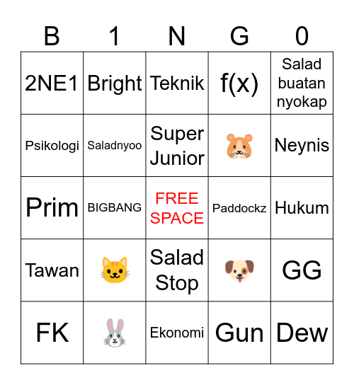 Bingo Bang… Bingo Card