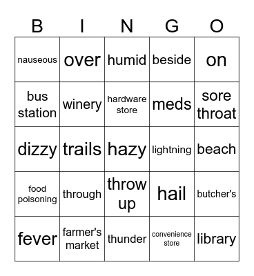 GLE1O Summer School BINGO Card