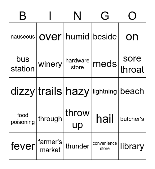 GLE1O Summer School BINGO Card