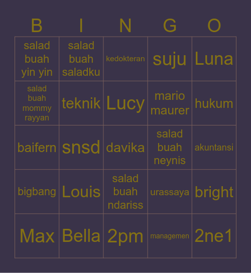 Moon ✨💘🌜 Bingo Card