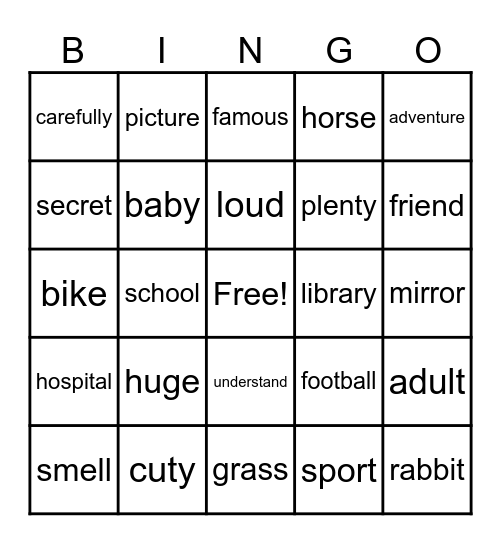 VOCABULARY TIME Bingo Card