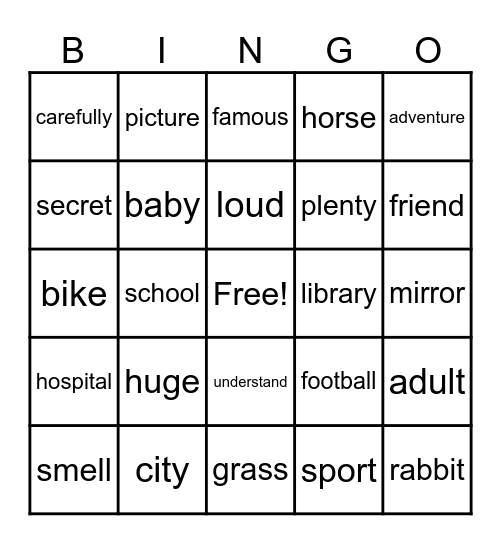 VOCABULARY TIME Bingo Card