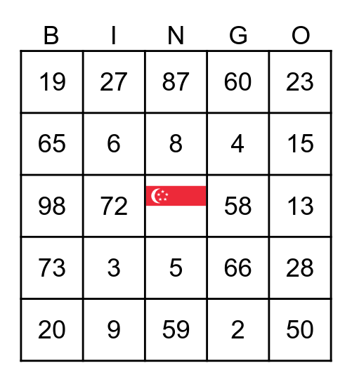 National day Bingo Card