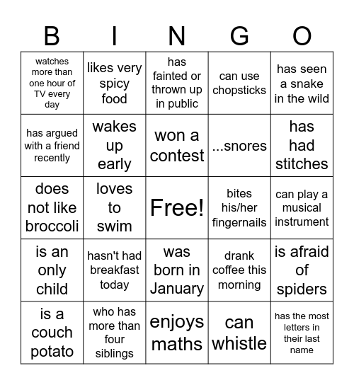 Find someone who... Bingo Card