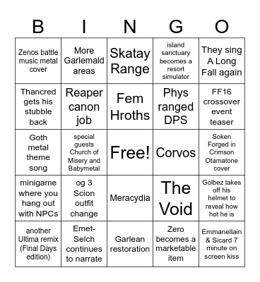 Fanfest 2023 Bingo Card