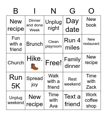 August 2023 Bingo Card