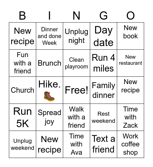August 2023 Bingo Card