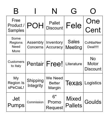 Sales Team Complaints! Bingo Card