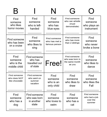 Find Someone Who... Bingo Card