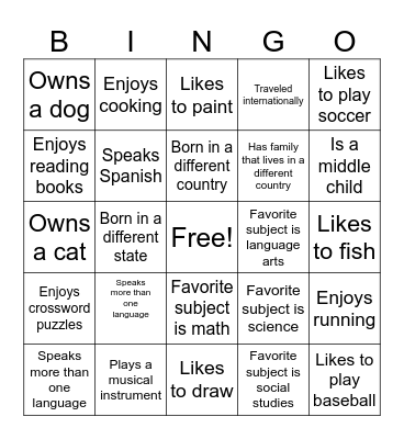 Welcome BackFaculty Bingo Card