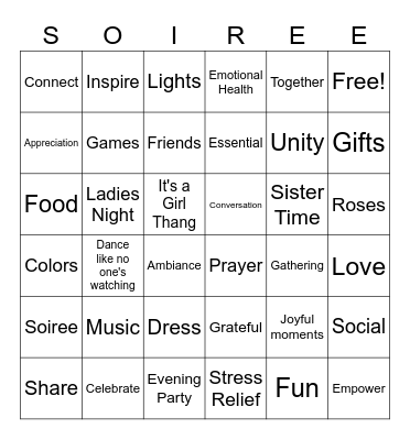 SISTER SOIREE BINGO Card