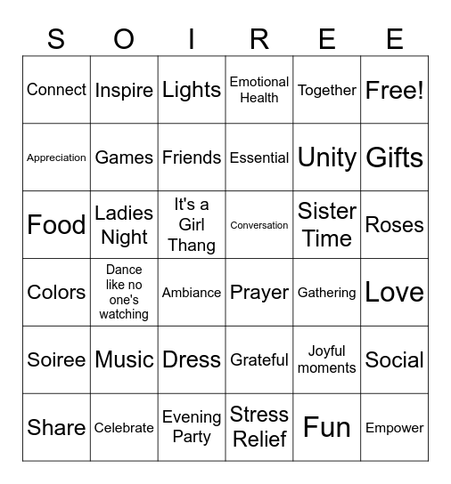 SISTER SOIREE BINGO Card