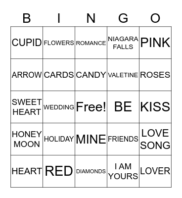 VALETINE BINGO Card