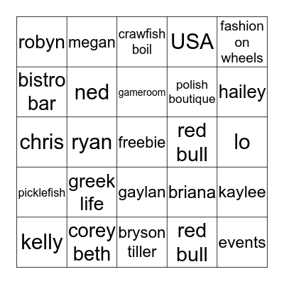 Social Media BINGO @ The Grove Bingo Card