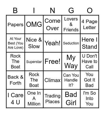 R&B and Poetry Bingo Card