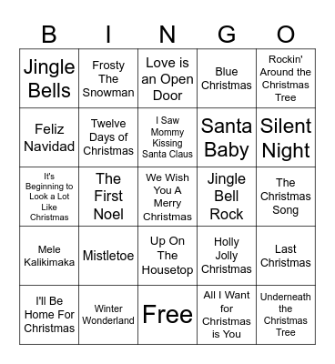 Christmas in July Bingo Card