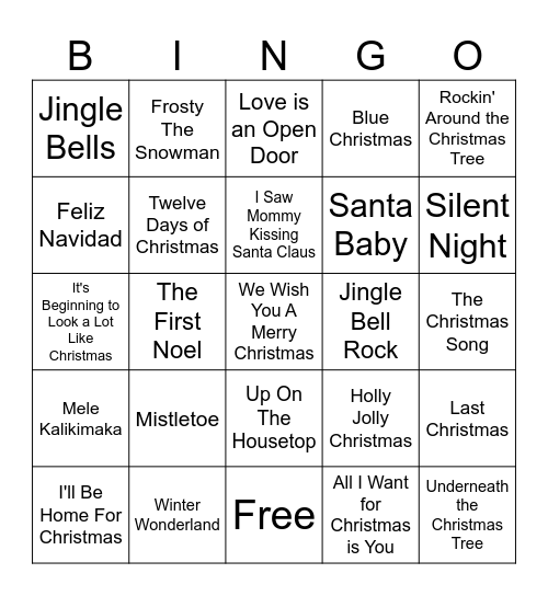 Christmas in July Bingo Card