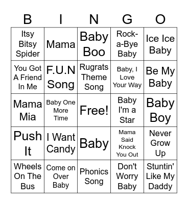 Music Bingo Card