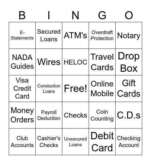 Med Park Credit Union Bingo Card