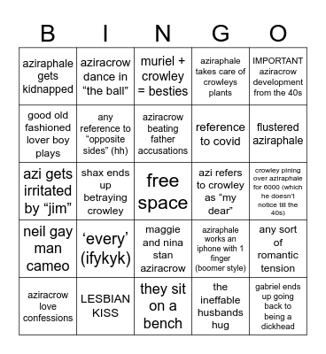 good omens bingo Card