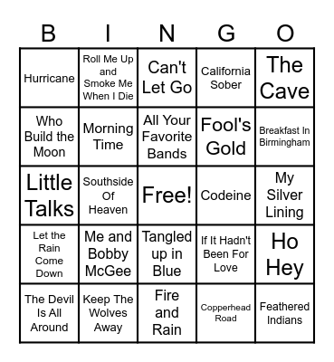 Folk & Americana Bingo Card