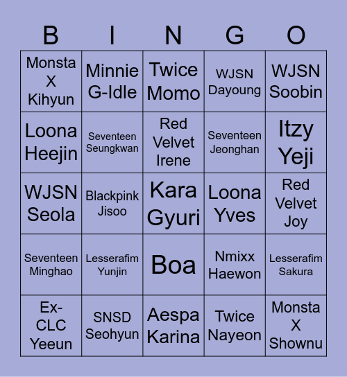 BIAS/FAVES Bingo Card