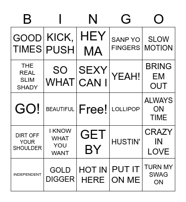 7/27 Round Three: 00's Hip Hop Bingo Card