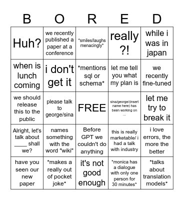 monica 727 Bingo Card