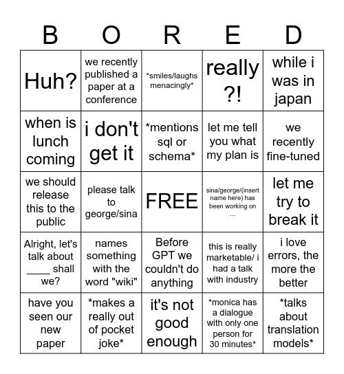 monica 727 Bingo Card